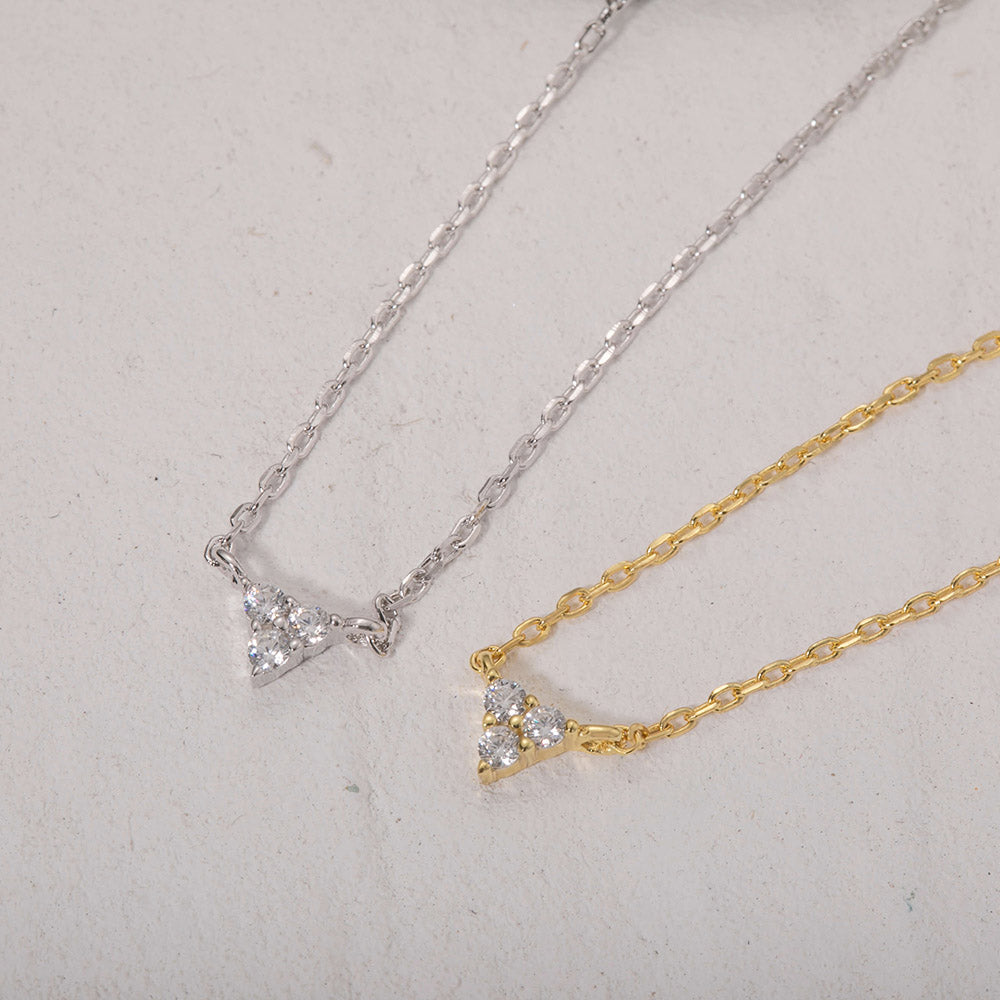 sterling silver cubic zircon mini triangle necklaces