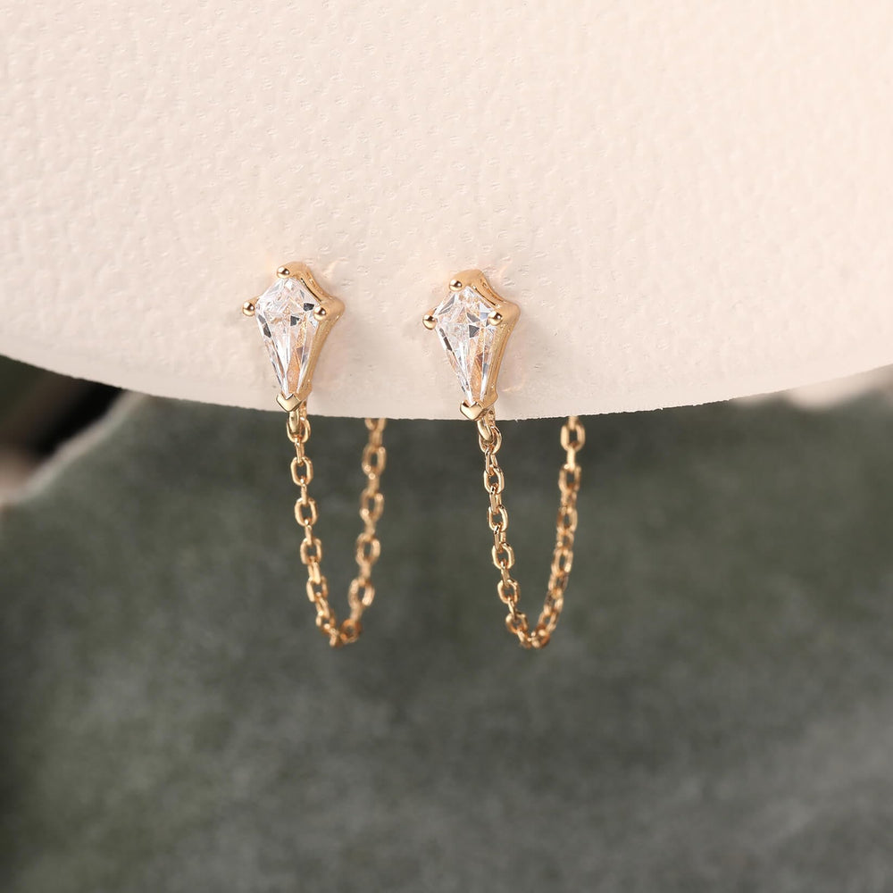 S.Leaf 18K Gold Plated Chain Earrings