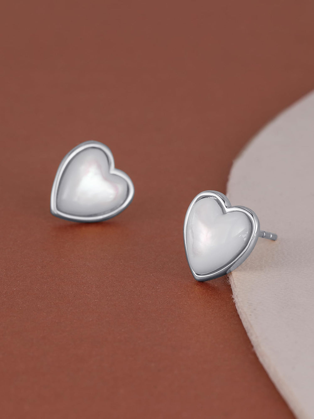 Mother of Pearl Heart Stud Earrings