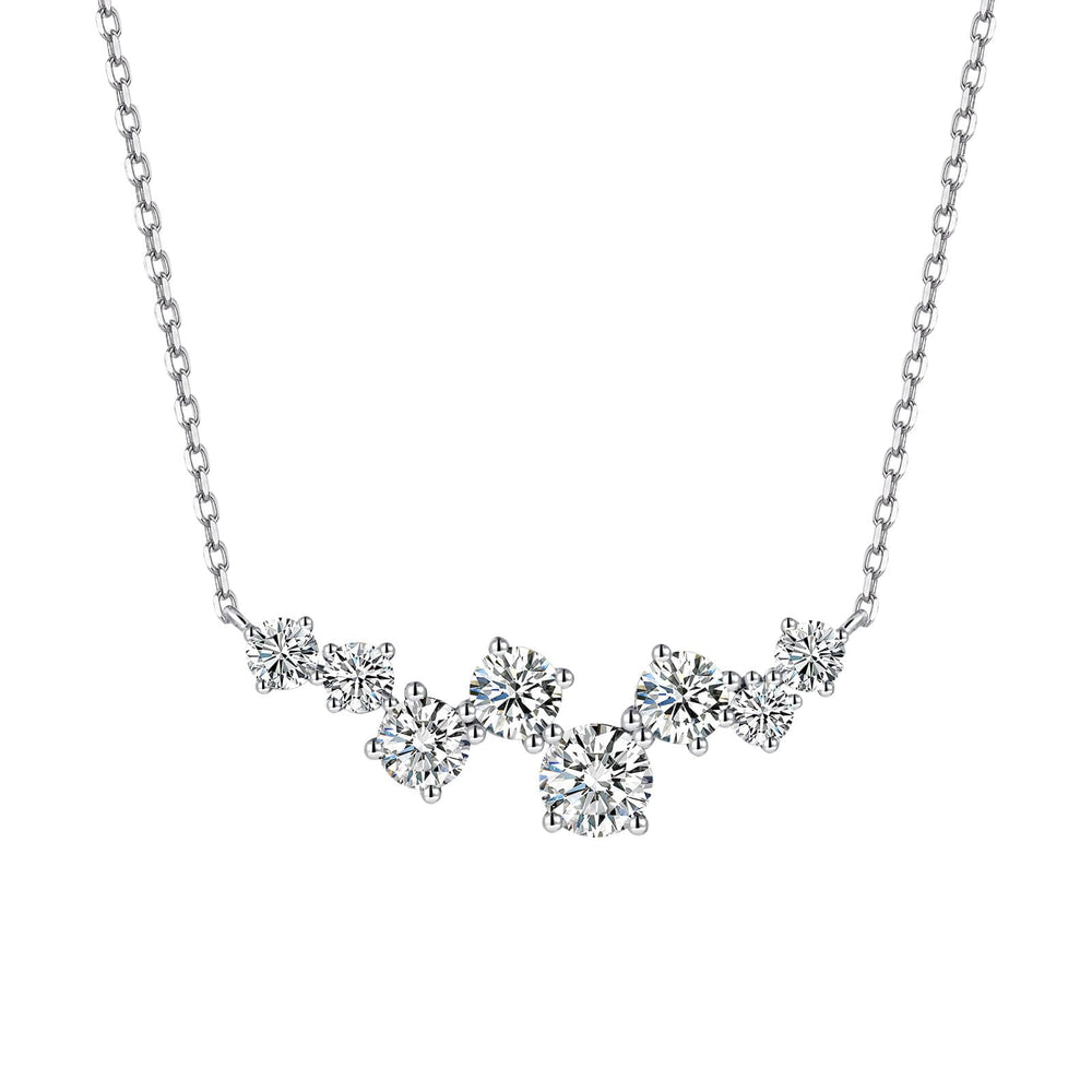 Smiling Curved Circular Cluster Diamond Pendant Necklace