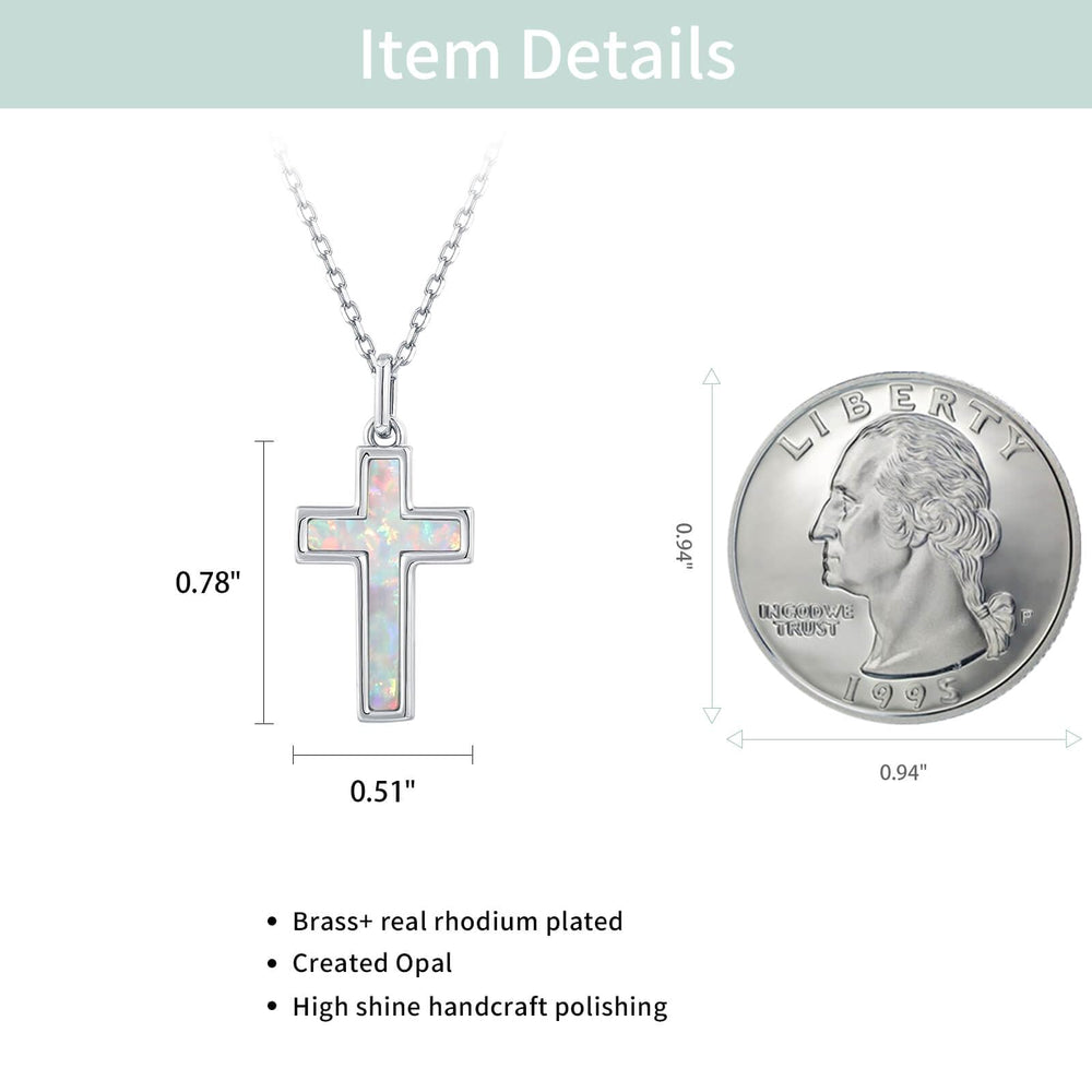 S.Leaf Cross Necklaces for Women 18K Gold Plated Cross Opal Pendant Charm Necklaces