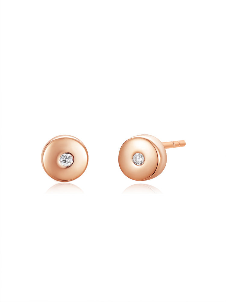 Sterling silver rose gold bean stud earrings