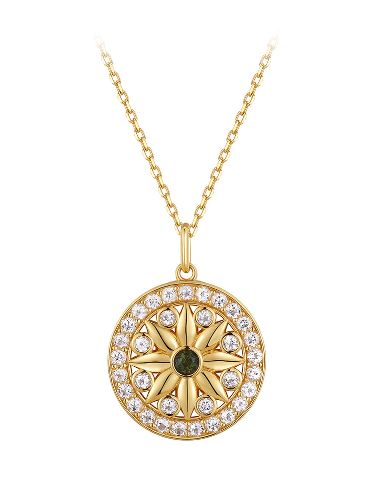 Sunflower Pendant Necklace Gold