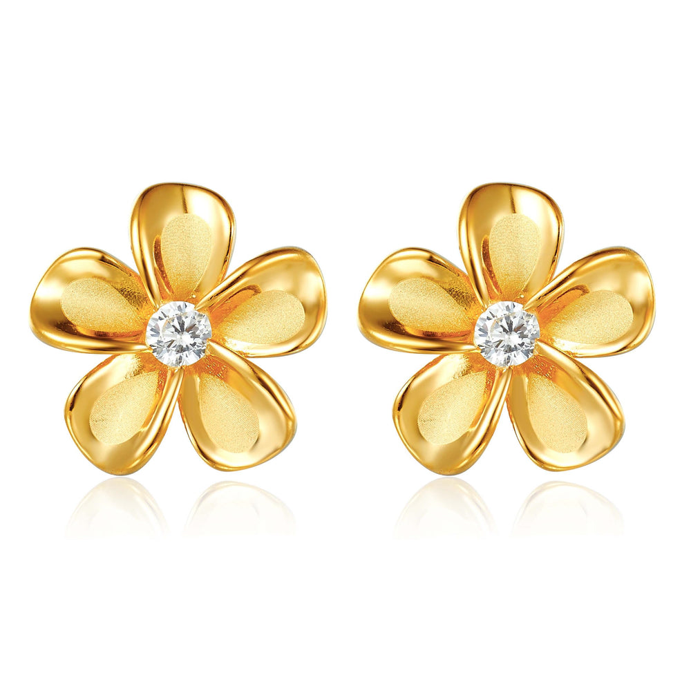 S.Leaf Plumeria Flower Earrings