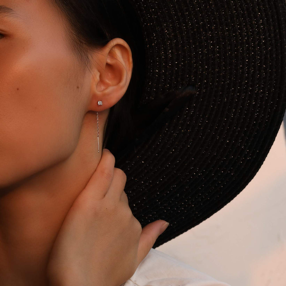 Cubic Zirconia Threader Earrings