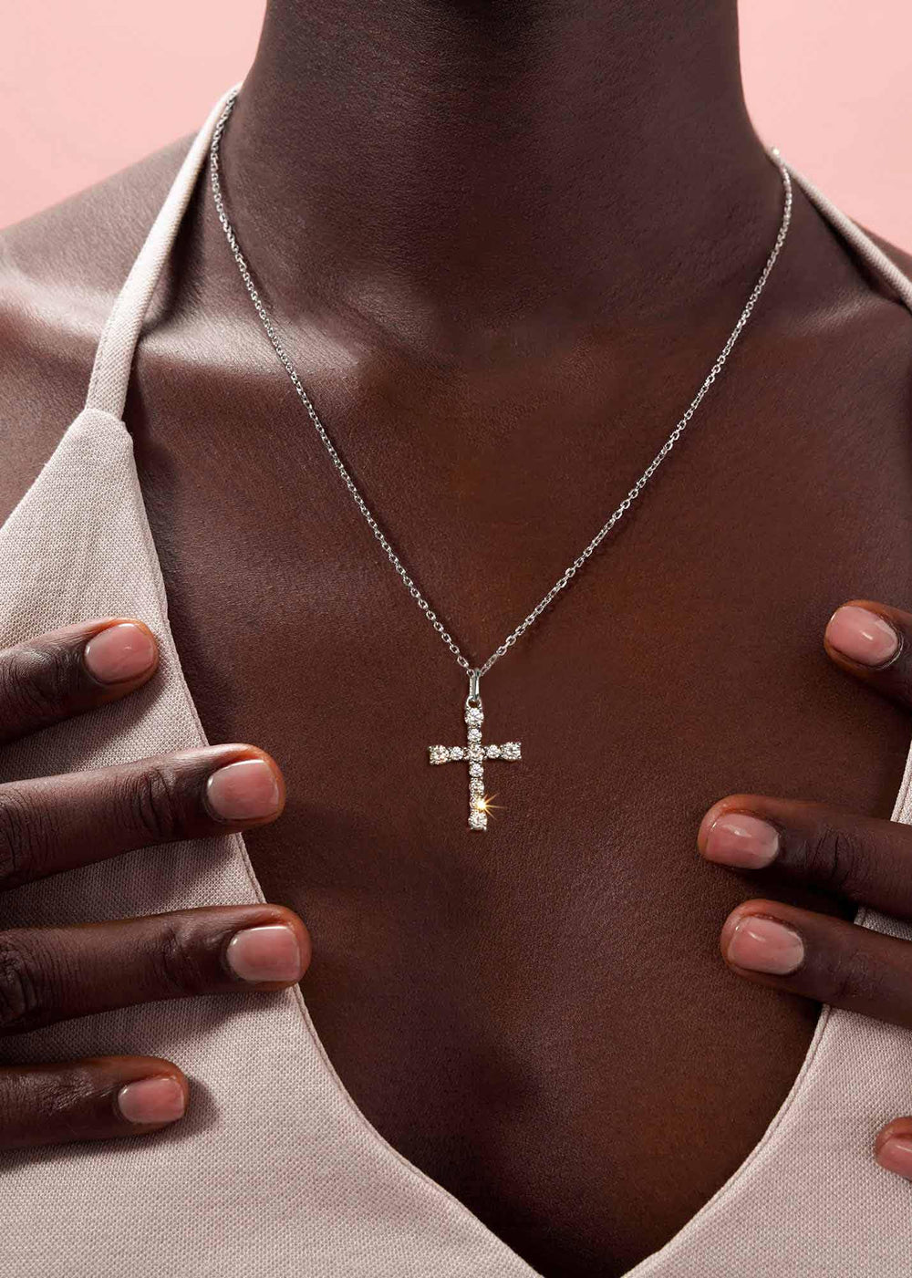 Cubic Zirconia Cross Pendant Necklace