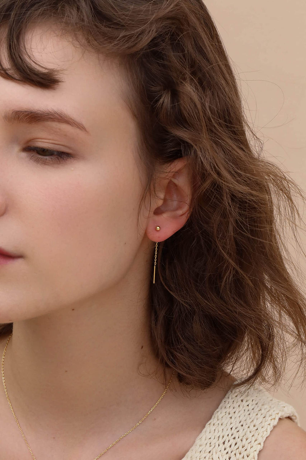 Tiny Ball Threader Earrings