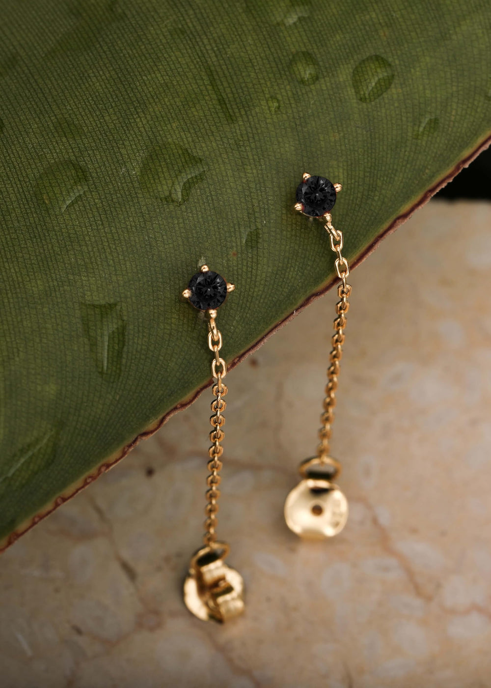 S.Leaf 925 Sterling Silver 18Karat Gold Plated Chain Earrings