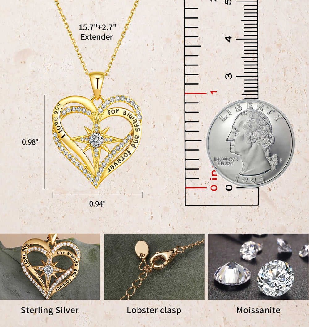 Moissanite Diamond Heart Necklaces