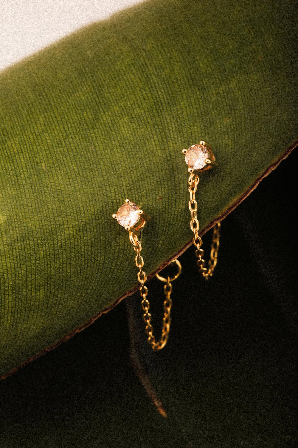 S.Leaf 925 Sterling Silver 18Karat Gold Plated Chain Earrings