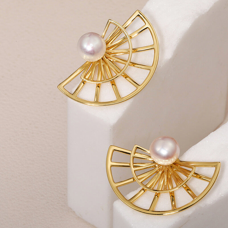 Simple Sector Pearl Earring Jackets ear jacket earrings