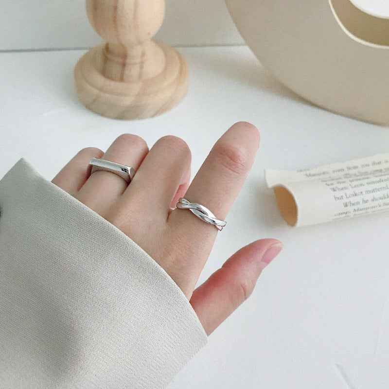 Adjustable Interwoven Knit Ring sterling silver