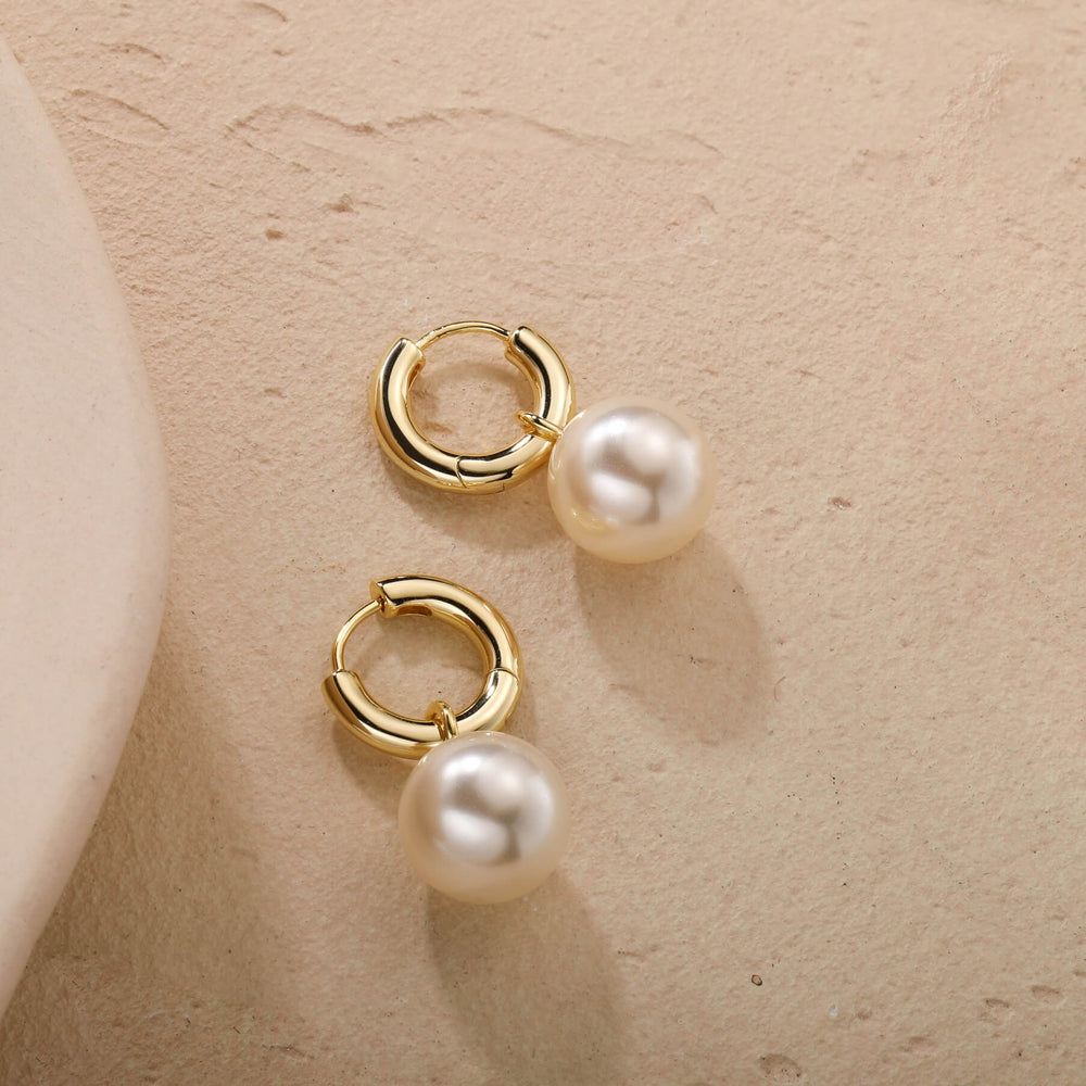 Round Swarov-Pearl Hoop Earrings