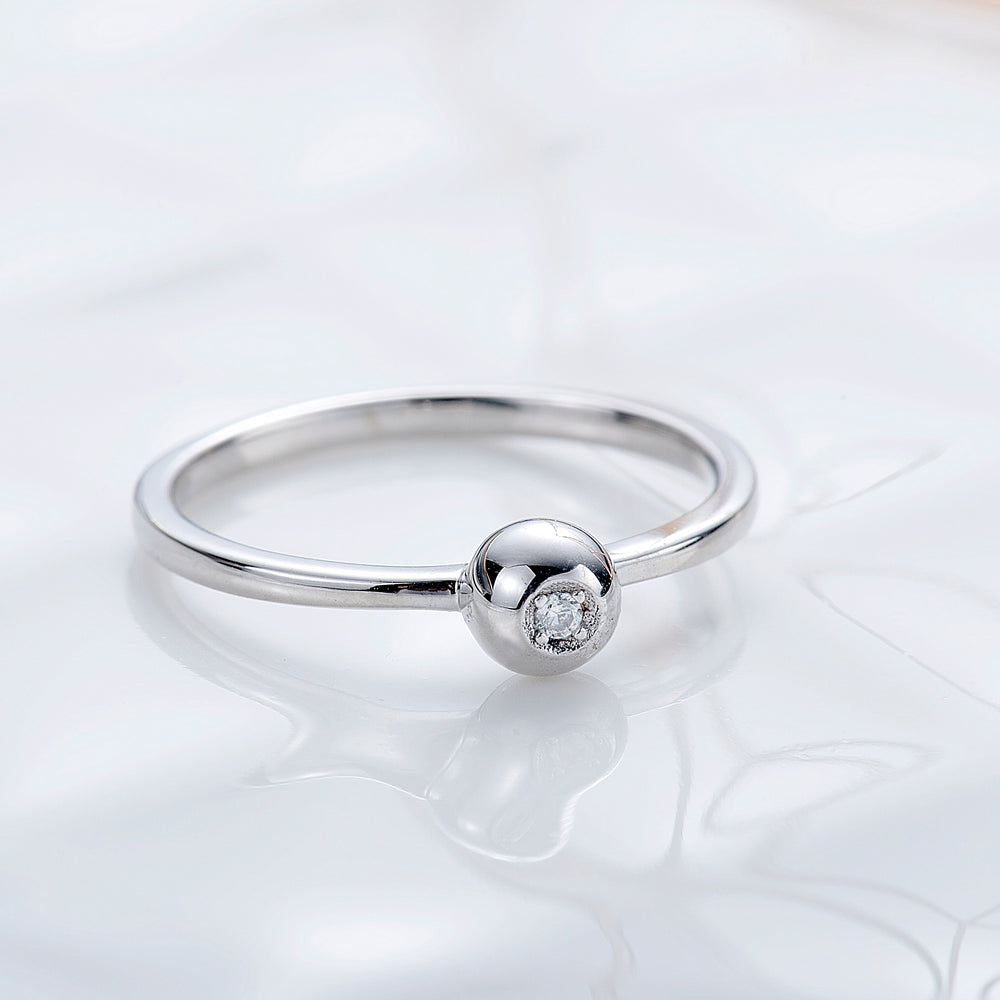 Tiny Ball Ring with CZ