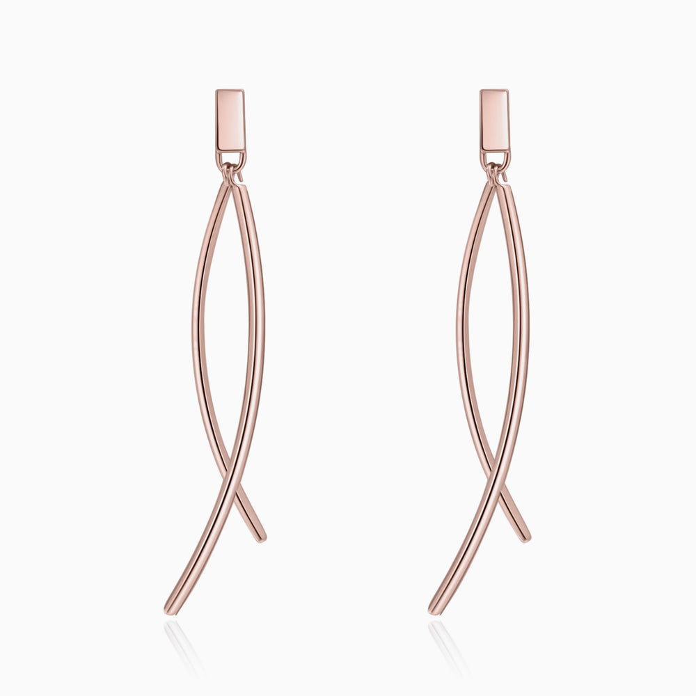 Minimalist Fishtail Dangle Earrings rose gold