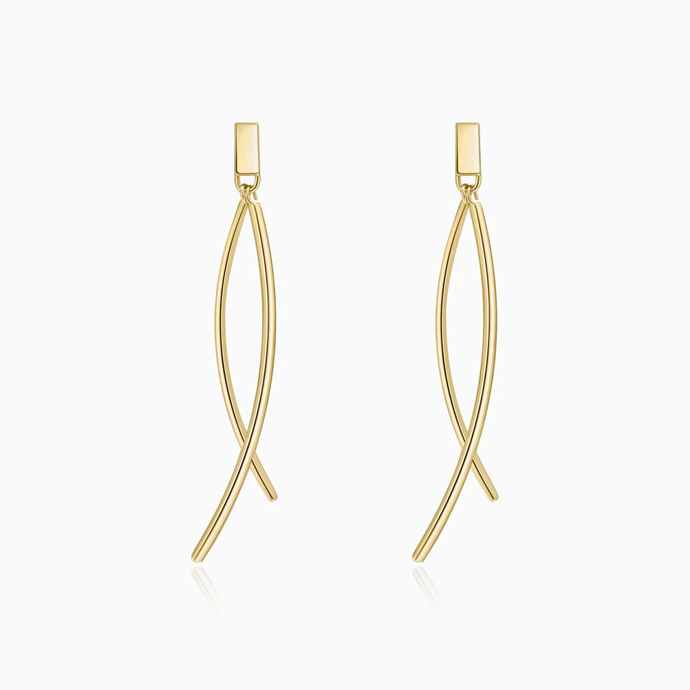 Minimalist Fishtail Dangle Earrings gold