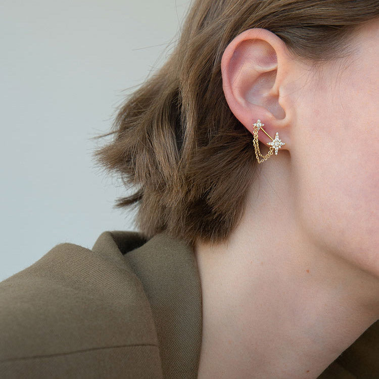 Presale-Cubic Zirconia Irregular Star Earrings