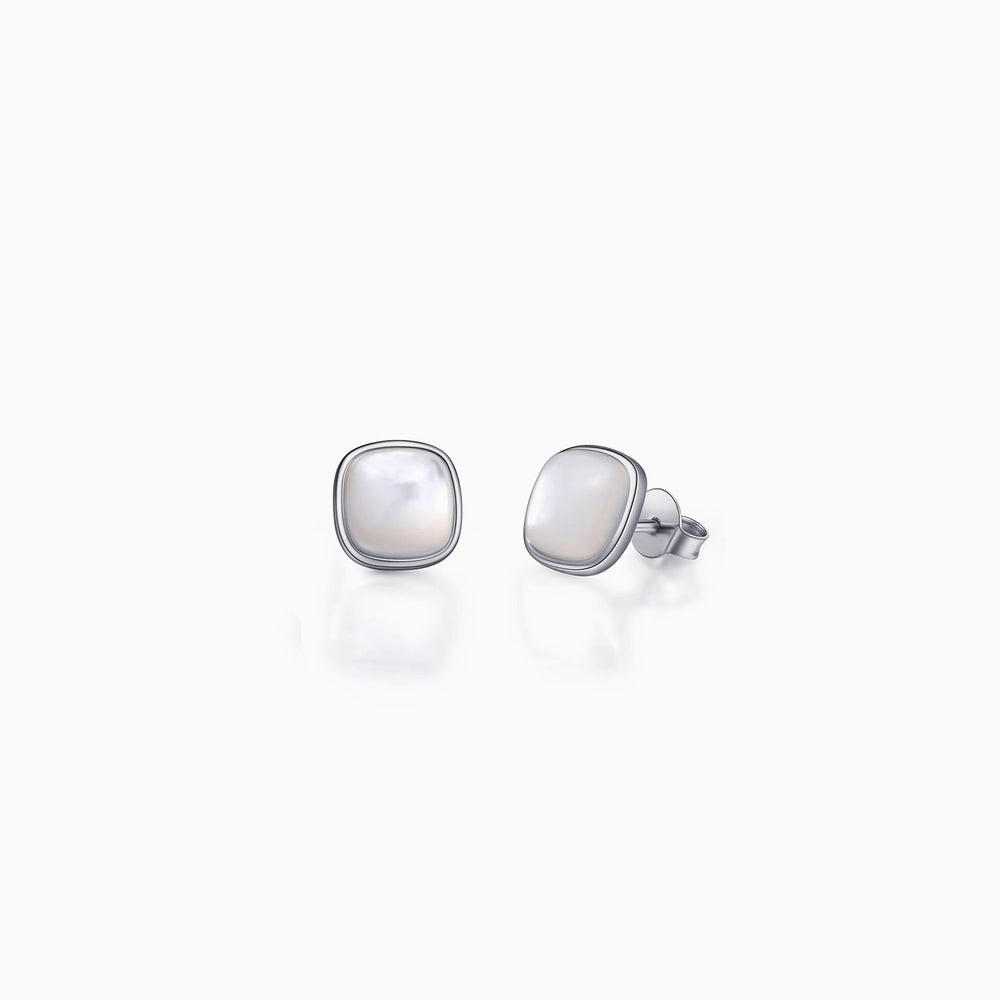 Convex Shape Mother Of Pearl Stud Earrings