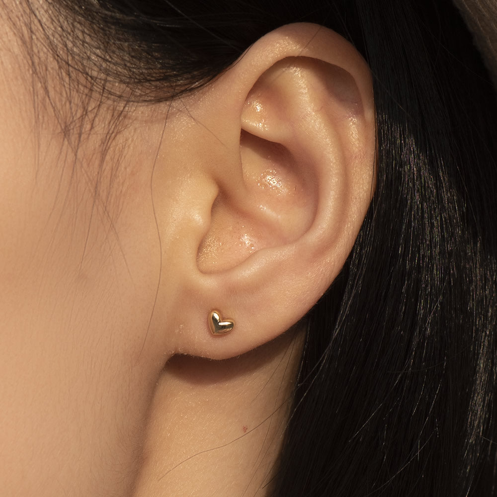 3D tiny heart studs ear posts