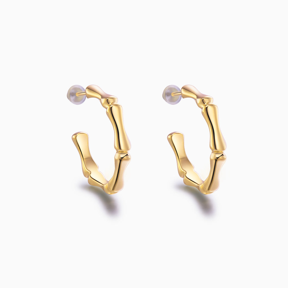 Bamboo Half Hoop Earrings gold