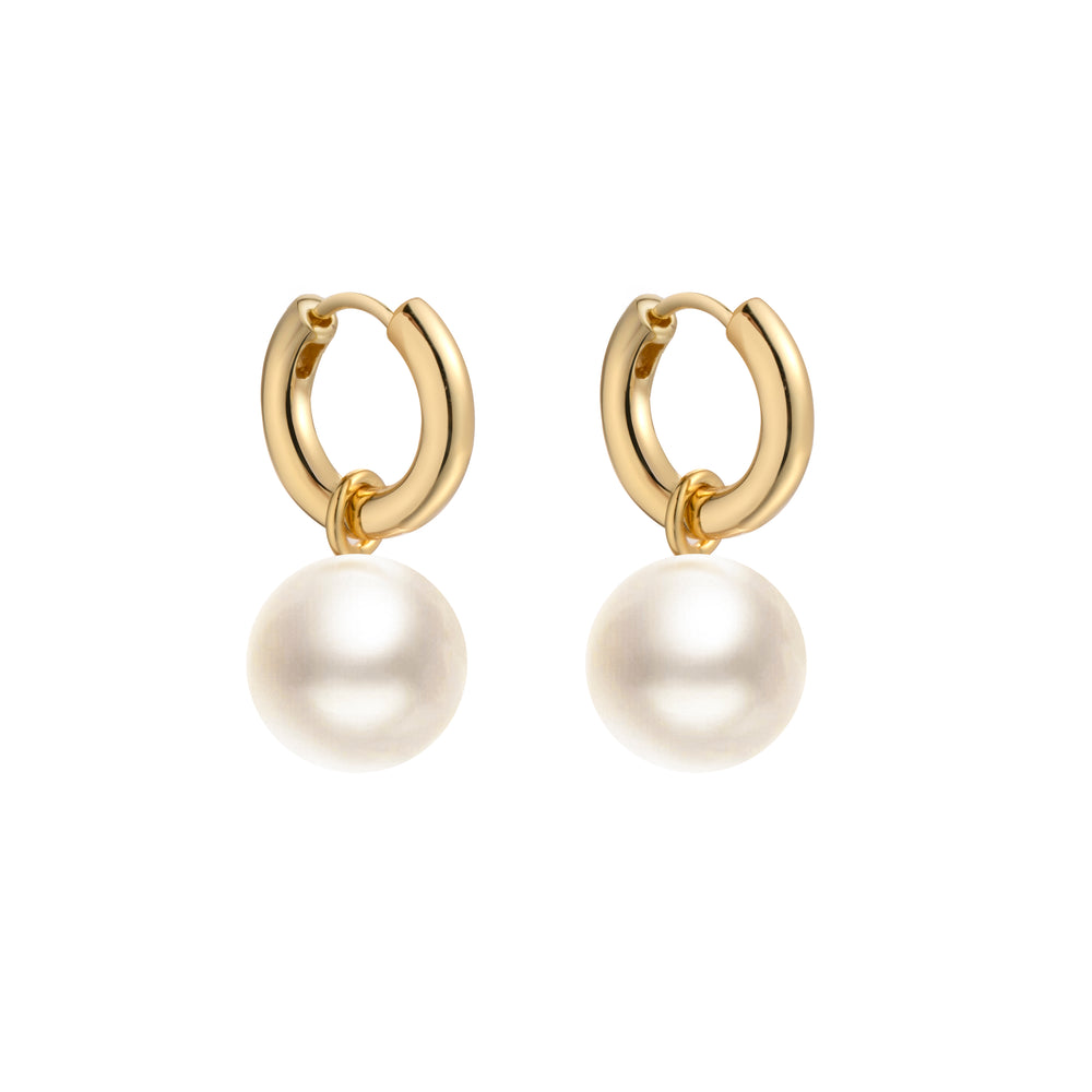 Round Swarov-Pearl Hoop Earrings