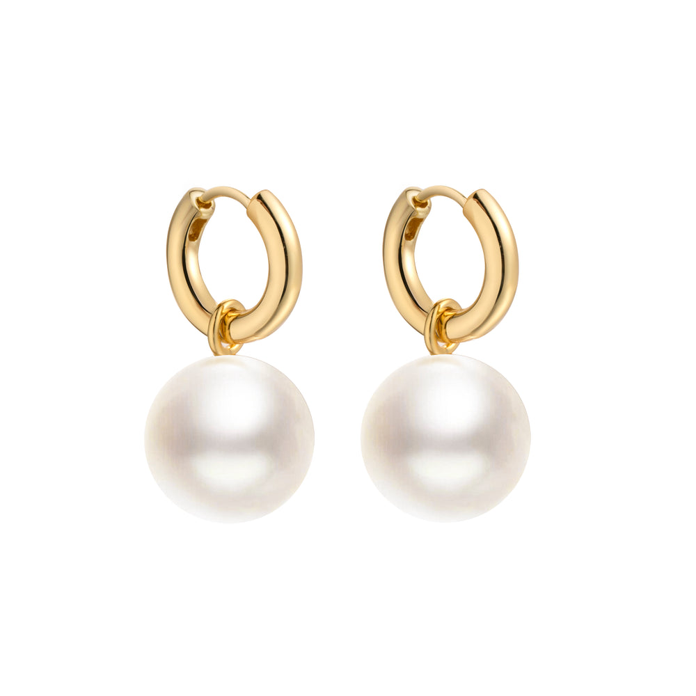 Round Swarov-Pearl Hoop Earrings