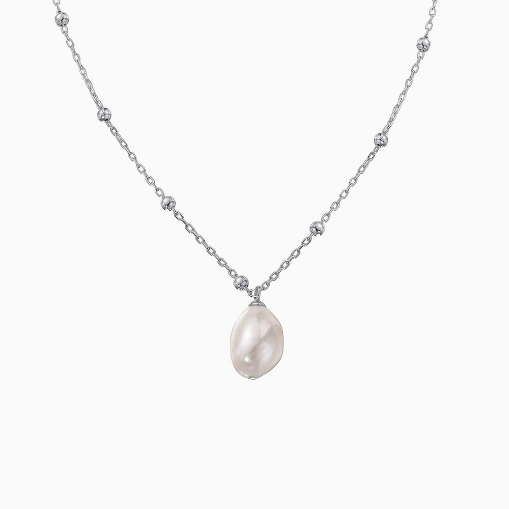 Baroque pearl necklace silver