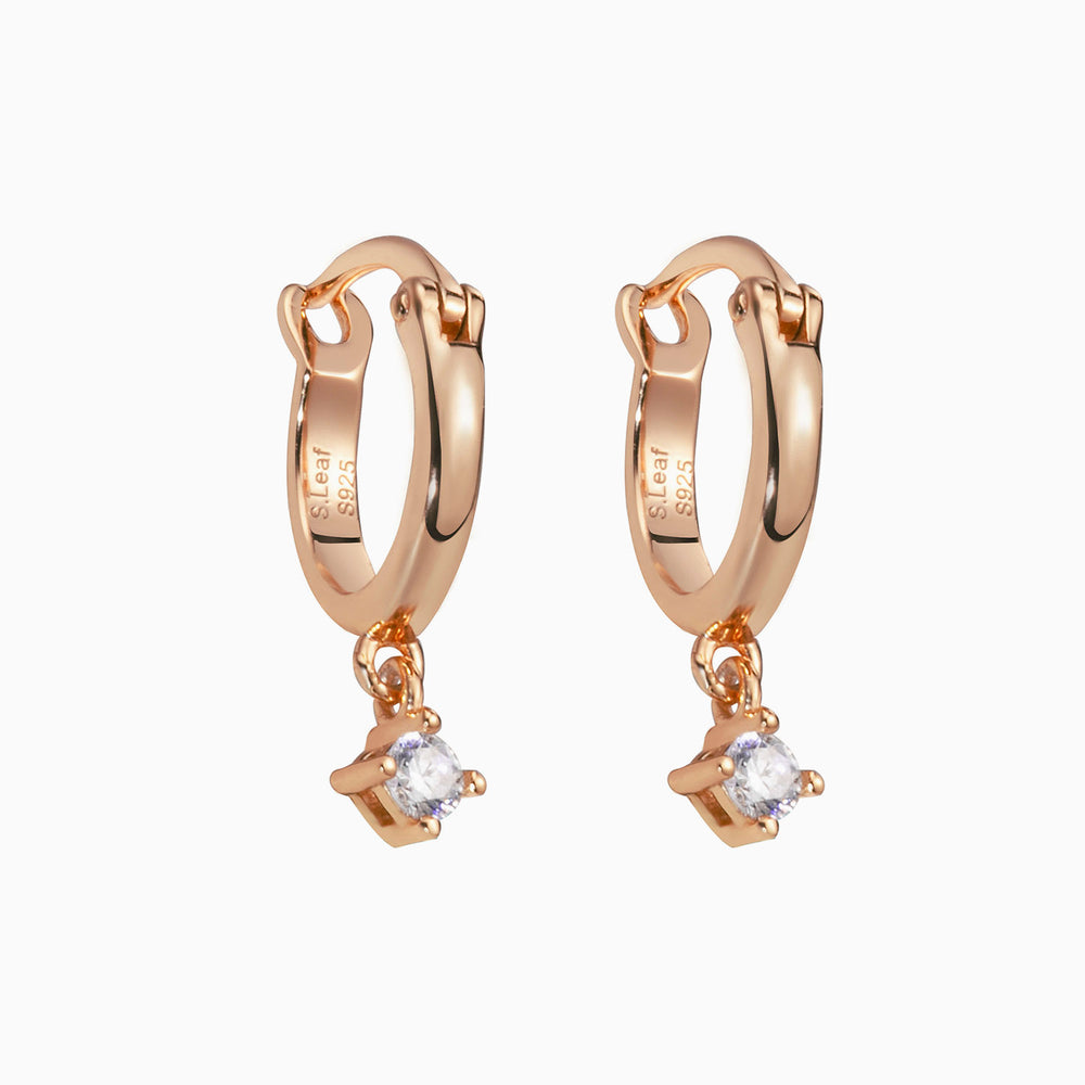 Rose gold small hoops dangle earrings