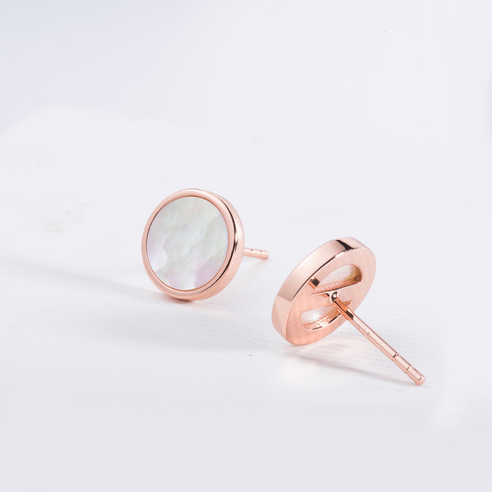 Mother of Pearl Round Stud Earrings