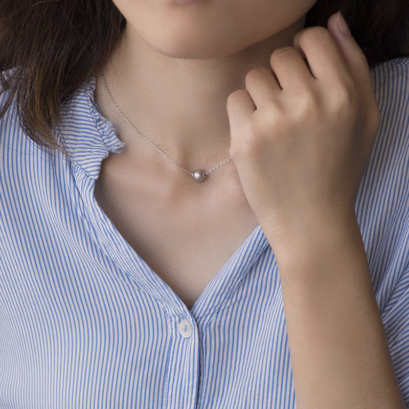 simple pearl necklace silver