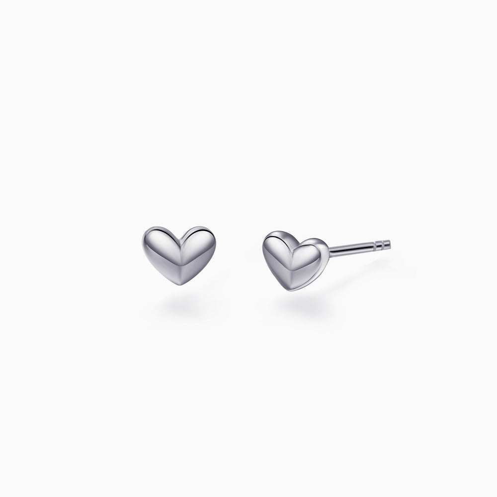 sterling silver heart stud earrings