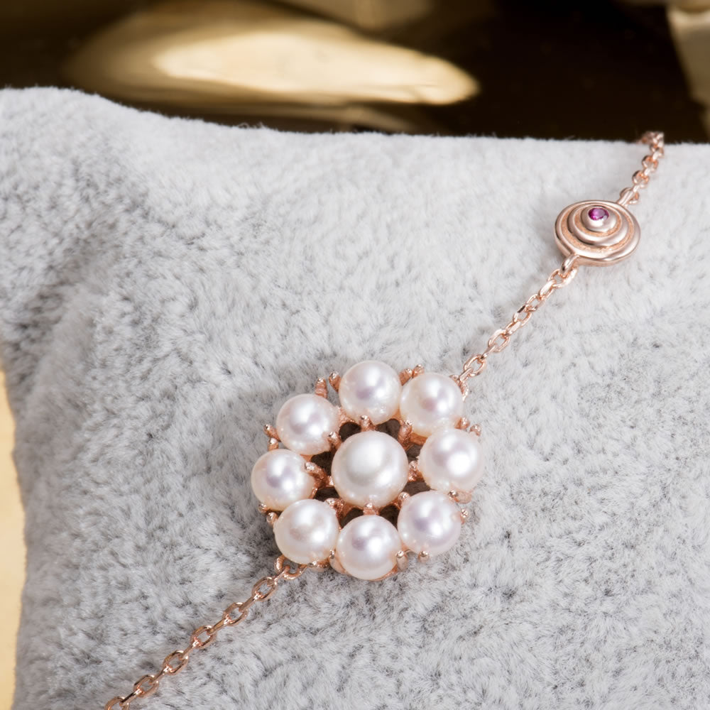 pearl flower bracelet rose gold